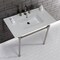 Fauceture KVPB37227W86 37-Inch Console Sink with Stainless Steel Legs (8-Inch, 3 Hole), White/Polished Nickel KVPB37227W86 - alternate 3